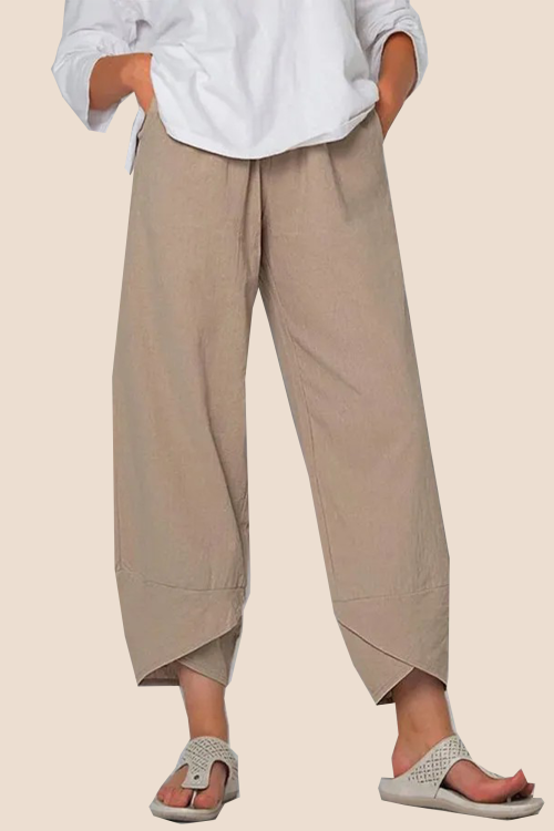 Women's Cotton Linen Simple Loose Casual Ninth Pants