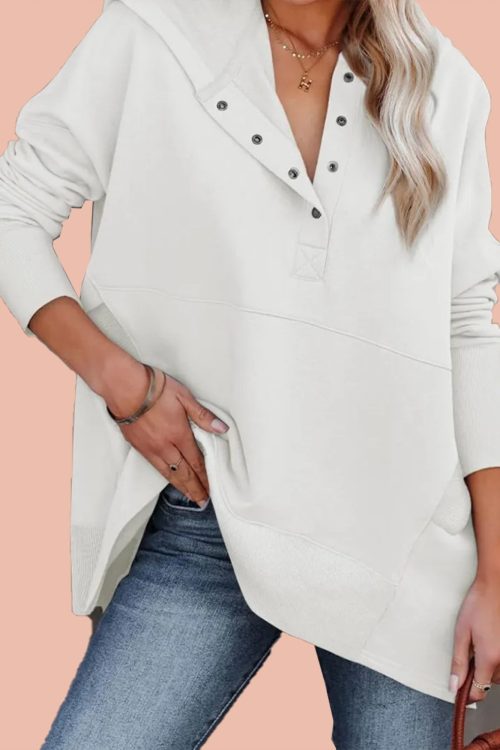 Women's Oversized Half Button Hoodie