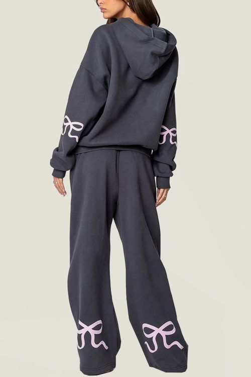 Women's Bow Detail Hoodie Sweat Set