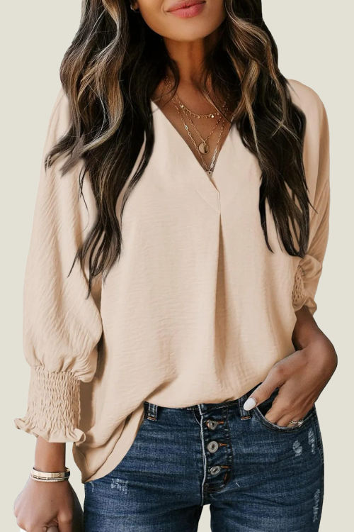 Women's Casual 3/4 Sleeve V Neck Basic Tops