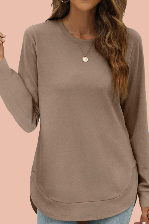 Women's High Low Curved Hem Tops