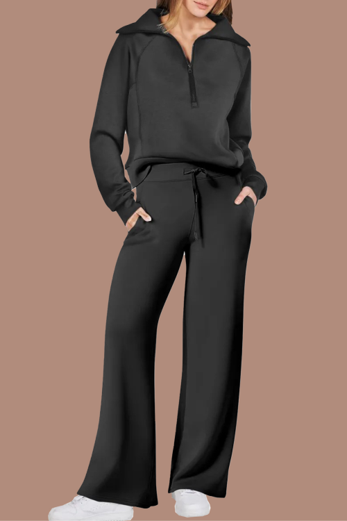 Women's Navy Collar Half Zip Suit