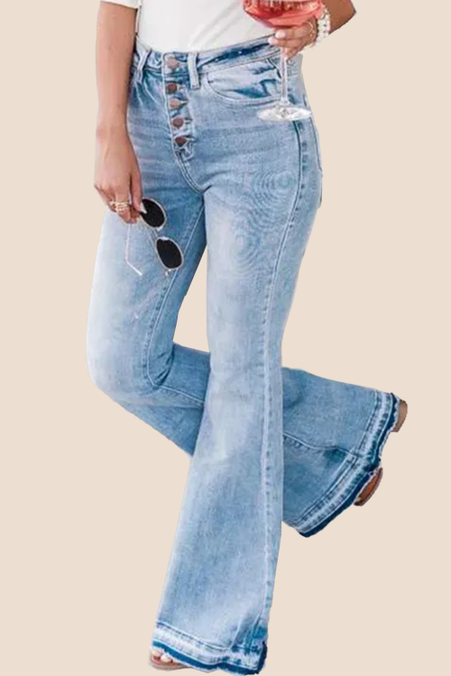 90s Vintage Button Up High Waist Flare Jeans